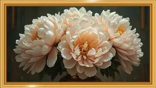 White Peonies in Gold Vase 🌸✨ | Classical Still Life | Framed TV Gallery
