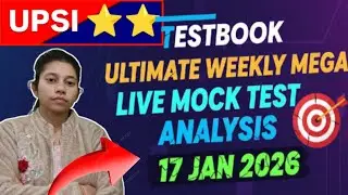 Testbook UPSI ⭐⭐ Ultimate weekly mega live mock test Analysis 🎯💯