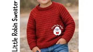 Вязаный крючком свитер Little Robin с узором &laquo;елочка&raquo; для детей 1-5 лет. Подходит для начинающих.
