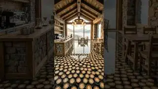 Incredible epoxy floor made from endless latte art cups
