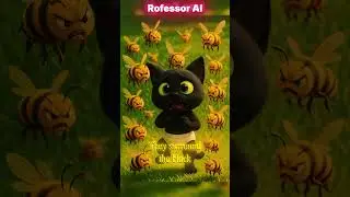Kitten and Black Cat Play Near a Beehive and Safety Lesson#cat  #rofessorai  #meow  #cartoon