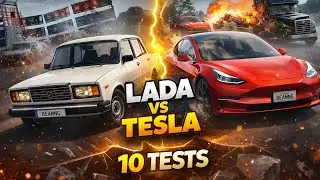 Lada vs Tesla: 10 Tests Challenge (Final Crash!) | BeamNG.drive