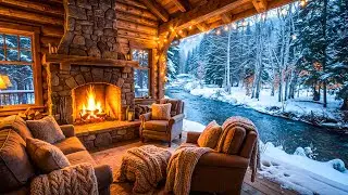 Winter Forest Retreat by the Riverside | Cozy Campfire & Nature Sounds for Relaxation