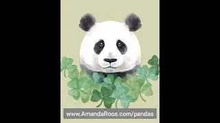Happy St. Patrick's Day! Panda in Shamrocks - 135/1000Pandas art project by Amanda Roos
