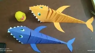 Paper shark | 3d shark for display | sea animal craft idea | @Lazybusy-queen