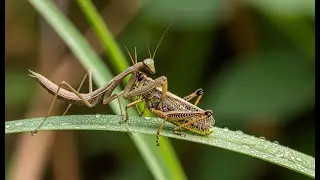 Praying Mantis vs. Grasshopper: Battle for Survival