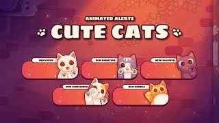 Cute Cats Animated Alerts for Twitch, Youtube and Facebook Gaming