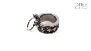 Onyx Skull Engagement Ring Blue CZ Anchor Wedding Band Set 2 Piece - Dfine Jewelry Store
