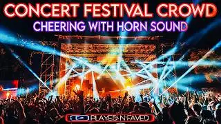 Concert Crowd Cheering With Horns Ambience Sound