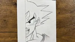 How to draw Goku screaming Half face for beginners | step-by-step drawing