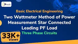 Two Wattmeter Method of Power Measurement Star Connected Leading PF Load - Three Phase Circuits