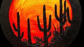 Arizona Desert palette knife painting | Sunset in Arizona canvas art🌵