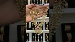 beautiful one gram gold long haram😍with earrings 😍❤️ booking on WhatsApp 💬 price 1200/only f-s