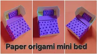 How to make paper origami mini bed | home furniture @ArtandcraftsWorld008 #diy #papercraft #handmade