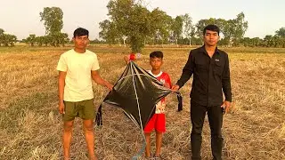 មកបង្ហោះខ្លែងសន្លឹកបៀជាមួយបងប្អូននៅវាលស្រែក្រោយផ្ទះ [មេធីមខ្លែង] #kitechannel 