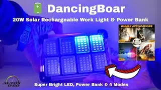 🔆 DancingBoar 20W Solar Rechargeable Work Light Review | Super Bright LED, Power Bank & 4 Modes