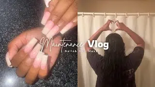 MAINTENANCE VLOG: ACRYLIC NAIL FILL IN & DIY HAIR MASK TREATMENT 