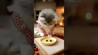 This Tiny Kitten Bakes a Mini Berry Tart 🍓🐱 (Too Cute to Handle)
