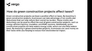 Green Construction & Taxes: A Closer Look