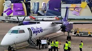 Inaugural Flight FlyBe De Havilland Canada Dash 8-400 Manchester to Belfast City!