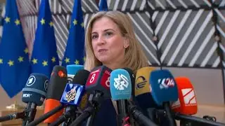EU foreign ministers arrive for a meeting in Brussels