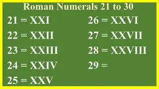 Roman numerals 21 to 30