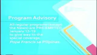 PTV - Program Advisory for Pope Francis sa Pilipinas Coverage [15-JAN-2015]