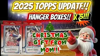 🚨CHRISTMAS MAGIC!!🎄2025 TOPPS UPDATE HANGER BOXES X 5!! 🔥 GOLD ROOKIE HITS! X-MAS GIFTS FROM MOM!🎁