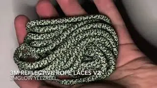 SLICKIESLACES 3M REFLECTIVE ROPE LACES V2 - 3M Glow in the Dark Yeezreel look at it glow!!