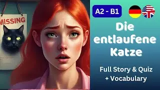😺📝  The Runaway Cat &ndash; Full German Listening Story (A2 &ndash; B1) | Vocab + Quiz