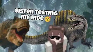 My sister testing my Jurassic world ride in crafting and building