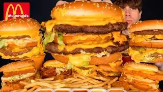 ASMR MUKBANG GIANT BIG MAC DOUBLE BURGERS EXTRA CRISPY CHICKEN NUGGETS MCDONALDS FRIES | WITH CHEESE