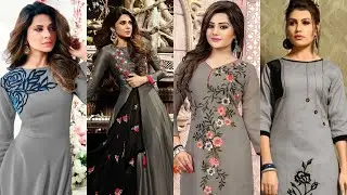 Grey Suit Combination Ideas for Punjabi  Suit/Frocks||Colour Contrast with Gray/Embroidery outfit