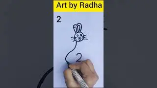 Easy Drawing Hack |Transform Number 2 into a Stunning of Rabbit #shorts#youtubeshorts#artbyradha