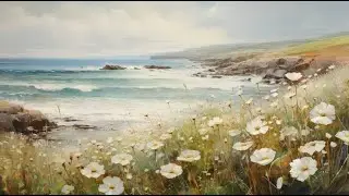 Vintage Summer Art for TV - New England Coast Art - Coastal Art - Wild Flowers - 4 hrs of Art