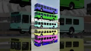 Mixed Rainbow Colour Cars & Buses Fall Crash FINAL 9 - BeamNG.Drive
