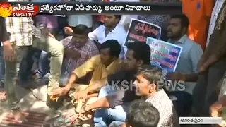 Anantapur ysrcp youth wing Strange Protest Over AP Special Status