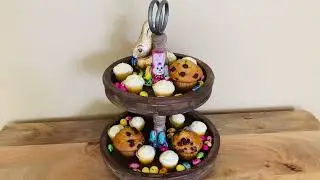 #shorts 2 Tiered Tray Stand - Two Tier Tray Wood Farmhouse, Rustic, Vintage Decor. Table Kitchen.mov