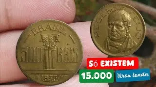 R$ 4500; MOEDA 500 R&Eacute;IS 1935 FEIJ&Oacute;, RAR&Iacute;SSIMA, VALORES ATUALIZADOS 2025.