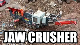 Jaw Crusher in Action! Sandvik QJ241 Crushing Concrete & Brick 🧱
