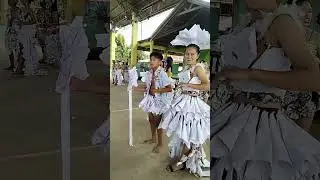 Gown made out from paper. this is an eco friendly fashion show in school