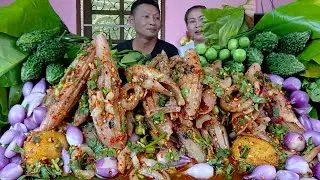 น้ำตกปลาหมึก(ก้อยปลาหมึก)แซ่บหอมเครื่องเน้นๆแกล้มผักบ้านๆแซ่บคักจ้า|5 กุมภาพันธ์ 2026