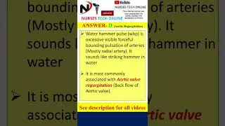 water hammer pulse | Corrigan pulse | collapsing pulse #shorts #nclex #norcet