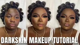 Step by step Dark skin makeup tutorial on client | WOC MAKEUP