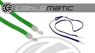 Cinta para colgar tarjeta identificaci&oacute;n doble clip azul distribuido por CABLEMATIC &reg;
