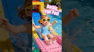 Triplet Baby Girls Throw a Barbie LEGO Pool Party 💖💦 #short #shortsfeed #pixarstyle #cartoon #cute