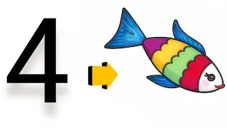 How to Draw Fish Using Number 4 |! Easy Drawing for Beginners 