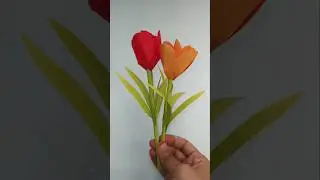paper tulips flower #shorts #diy #craft #ytshorts #shortsfeed #flowermakingviralshorts