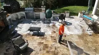 Pool deck power washing step 1