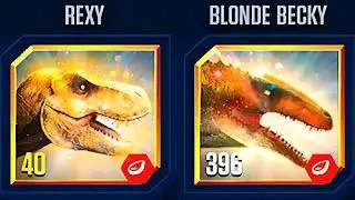 REXY VS BLONDE BECKY BATTLE STAGE BLUE VS SMOOTHIE BATTLE VIP | JURASSIC WORLD THE GAME